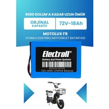 Electroll Motolux F8 Batarya (Standart Kapasite) Lifepo4 72V 18AH Elektrikli Motosiklet Bataryası