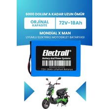 Electroll Mondial x Man Batarya (Standart Kapasite) Lifepo4 72V 18AH Elektrikli Motosiklet Bataryası