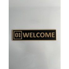 Serüven Kişiye Özel Numaralı Kapı Welcome Yazısı – Modern Kapı Tabelası 3D Baskı (4X16 Cm)