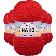 Royaleks Group 5 Adet Elite Baby El Örgü Ipi Tüylenmeyen Bebek Yünü Alev Kırmızı 207