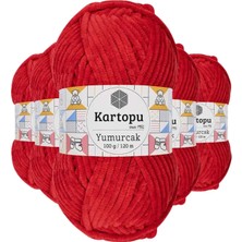 Royaleks Group 5 Adet Yumurcak Kadife El Örgü Ipi Açık Kırmızı K165