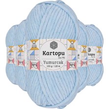 Royaleks Group 5 Adet Yumurcak Kadife El Örgü Ipi Bebe Mavi K523