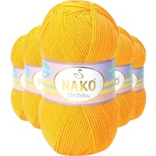 Royaleks Group 5 Adet Elite Baby El Örgü Ipi Tüylenmeyen Bebek Yünü Koyu Sarı 4674