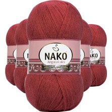 Royaleks Group 5 Adet Angora Lüks El Örgü Ipi Bordo 6679