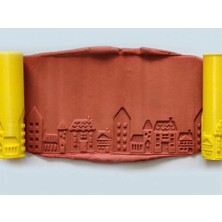 Atölye Dekupaj Model 170 -İskandinav Evleri Deboss & Emboss İkili Set - Polimer Kil Seramik Çamuru Doku Oklavası