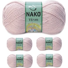 Royaleks Group 5 Adet Vizon Premium Akrilik El Örgü Ipi Yünü Renk NO:318 Gül Goncası