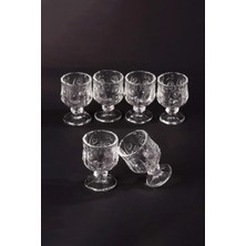 Royaleks Group Ayaklı Kahve Yanı Bardağı Kristal Kesim Shot Bardak 7cm x 4 cm 6 Lı Set