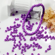 Royaleks Group Mor Renk 4 mm Yaklaşık 220 Adet/20 Gram Cam Boncuk Oya Yazma Bileklik ve Kolye