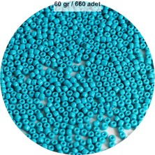 Royaleks Group Turquaz Mavi Renk 4 mm Yaklaşık 660 Adet / 60 Gram Cam Boncuk Oya Yazma Bileklik ve Kolye