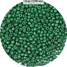 Royaleks Group Koyu Yeşil Renk 4 mm Yaklaşık 1100 Adet / 100 Gram Cam Boncuk Oya Yazma Bileklik ve Kolye