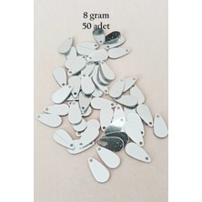 Royaleks Group Oya Abiye Bileklik Kolye Pleksi Metalik Plastik Pul Gümüş Renk 8 Gram 50 Adet - BNC531