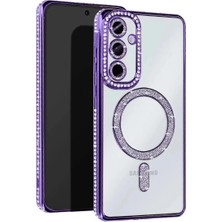 TeknoKapsül Galaxy S24 Fe Joke Simli Magneticsafe Kılıf - Derin Mor