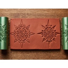 Atölye Dekupaj Model 197 -Aztek Yıldızı Deboss & Emboss İkili Set - Polimer Kil Seramik Çamuru Doku Oklavası