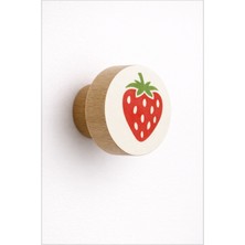 Orient Design Çilek Desenli Ahşap Çekmece ve Dolap Kulbu