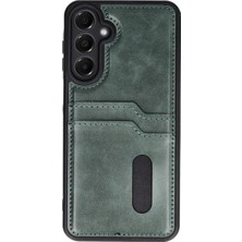 TeknoKapsül Galaxy A15 4g Kılıf Sara Kartvizitli Deri Kılıf - Koyu Yeşil