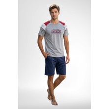 Mecit Pijama Mecit 4004 Gri Şortlu Erkek Pijama Takımı