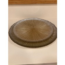Plus Home Sunum Servis Yuvarlak 2'li Büyükboy ve Ortaboy Altın Cam Çapları 33 ve 28 cm