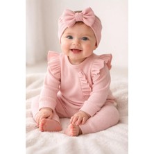 Herşey Trend Herşeytrend Pembe Fırfırlı 3’lü Kız Bebek Takımı