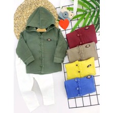 Herşey Trend Herşeytrend 9-12-18-24 Ay Nefes Alan Organik Kumaş Kapşonlu Düğmeli 2li Erkek Bebek Takımı Sarı