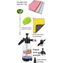 RSC Marketim Araç Yıkama Seti / Köpük Atan Pompa Yedek Başlıklı  / Araba Yıkama Mopu Microfiber Yedek Bezli / Mikrofiber Araç Kurulama Bezi 50*70 / 3`lü Cam Bezi  30*30
