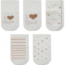 Bistyle Mom Dad Kutulu Penye Soket Çorap 5li 10148 Ekru Kahve