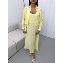 Vesantia Kadın Limon Sarısı Gömlek Elbise Takım