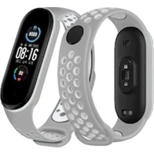 TeknoKapsül Mi Band 4 Spor Delikli Kordon (Saat Değildir) - Gri-Beyaz