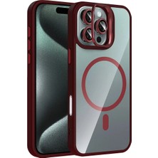 TeknoKapsül Iphone 16 Remim Lensli Magsafe Standlı Kapak - Bordo