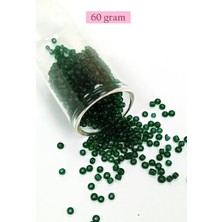 Royaleks Group Dökme Cam Kum Boncuk (8/0) 3 mm - 60 Gram - Şeffaf Koyu Yeşil - BNC196