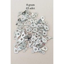 Royaleks Group Oya Abiye Bileklik Kolye Pleksi Metalik Plastik Pul Gümüş Renk 8 Gram 65 Adet - BNC521