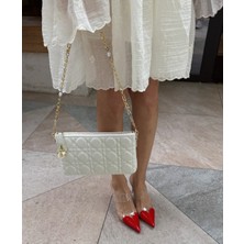 Funda Akın Mi Luz Ayakkabı Kalp Detaylı Şeffaf Bantlı Topuklu Terlik