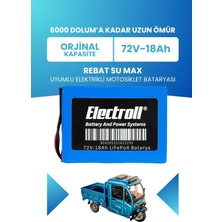 Electroll Rebat Su Max Batarya (Standart Kapasite) Lifepo4 72V 18AH Elektrikli Motosiklet Bataryası