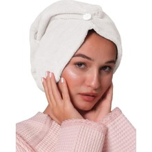 Ellia Soft Hair Kalın Mikrofiber Saç Kurutma Bonesi Saç Havlusu Saç Kurulama Havlusu Beyaz