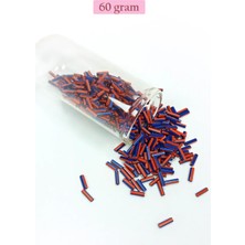 Royaleks Group Uzun Boru Kesme Boncuk Çap 2mm Uzunluk 10 mm - 60 Gram - Turuncu Mavi - BNC277