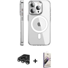 DS LLC Ieg™ iPhone 15 Pro Max Kılıf Nova Doku - Siyah Bilvis 3D Mat Cam Ekran Koruyucu + Gümüş Raze