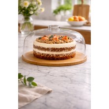 Mim Life Kek Fanusu Bambu Altıklı Kek Pasta Fanusu Kek Saklama Kabı