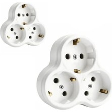Esranın Dünyası 2 Adet 3'lü Topraklı Priz Çoklayıcı, 16A, 250V, 3600W, Isıya Dayanıklı Tasarım