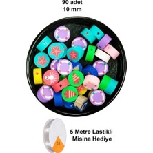 Royaleks Group 90 Adet 10 mm Polimer Kil Fimo Boncuk Takı Bileklik + 5 Metre Lastikli Misina Hediye - Deniz Temalı