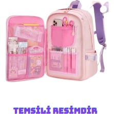 Relaxion 1450 Mavi İthal Kore Tarzı Unisex İlkokul Çocuk Sırt Çantası 40 cm Boyutunda
