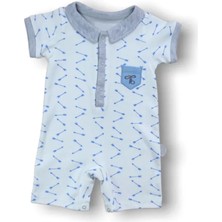 Herşey Trend Herşeytrend 6-9 9-12 12-18 Ay Galaksi Baskılı Çıtçıtlı Kısa Kollu Erkek Bebek Tulumu Gri