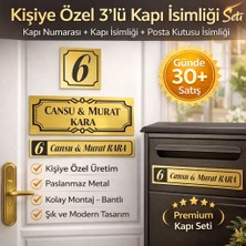 Outdoor One 3'lü Set Kapı Isimliği, Kapı Numarası, Posta Kutusu Isimliği GOLD001