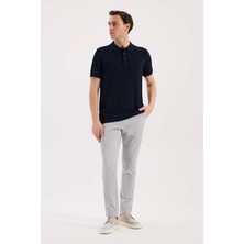 Jakamen Lacivert Slim Fit Desenli Triko Polo Yaka T-Shirt