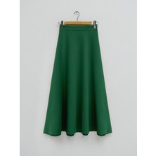 Moda Morfo Ithal Likralı Krep Kumaş Kiloş Çan Etek   -Yeşil