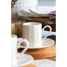 Heda Porselen Zümrüt 4 Parça 2 Kişilik Porselen Kahve Fincan Takımı Kırık Beyaz