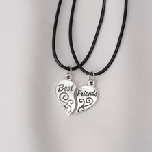 Zuum 2 Li Best Friends Yazılı Kalp Ip Kolye , Arkadaşlık Kolyesi , Best Friends