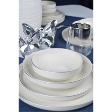 Heda Porselen Rüya Platin Yaldız 24 Parça 6 Kişilik Beyaz Porselen Yemek Takımı Şık Tasarım ve Kalite