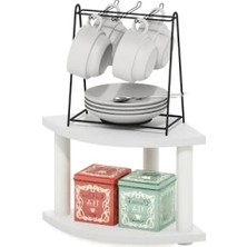 Esranın Dünyası 2 Katmanlı Kompakt Köşe Tezgah Düzenleyici Raf, Beyaz