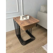 Eryalux Home Zigon 4'lü tekerli Siyah-Çam Zigon Sehpa