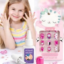 Esranın Dünyası Eğlenceli Tasarımlı Çocuk Tırnak Seti, Kolay Uygulama, Fırçalı Yapıştırıcı ile