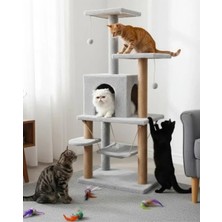 Esranın Dünyası Lüx Kedi Tırmalama Oyun Evi - Salıncaklı Yuvalı Tasarım